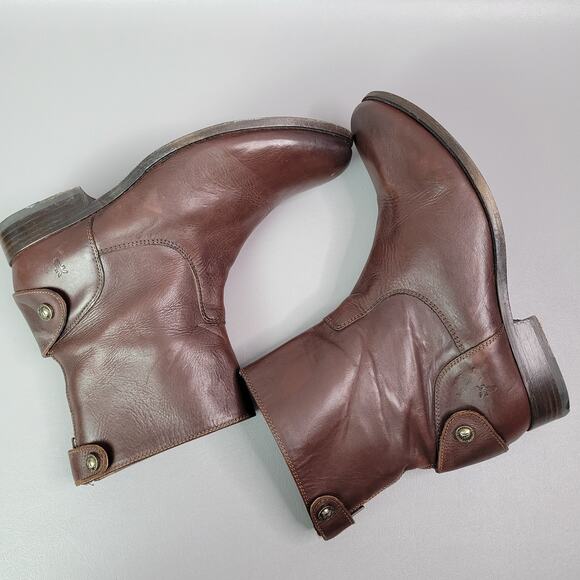 Frye Melissa Button Zip Short Ankle Boots Brown Womens Size 8.5 M - Picture 13 of 16